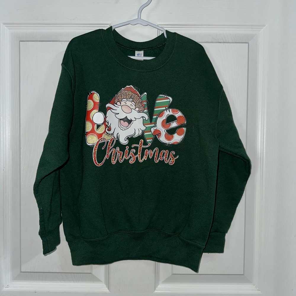 NWOT Handcrafted Christmas Sweatshirt Small Kids